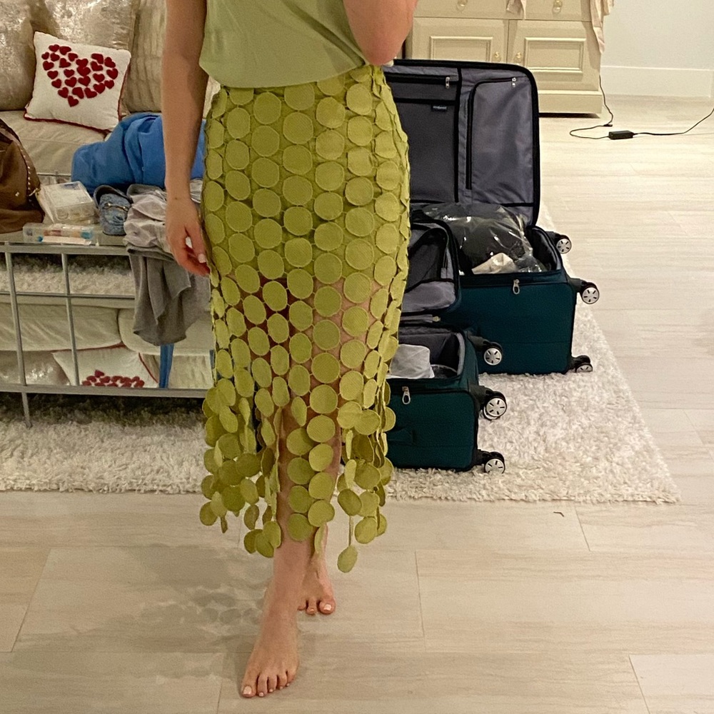Beautiful green optical 3d skirt multi circle Small